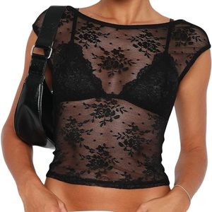 Y2K Lace Backless Crop Top
